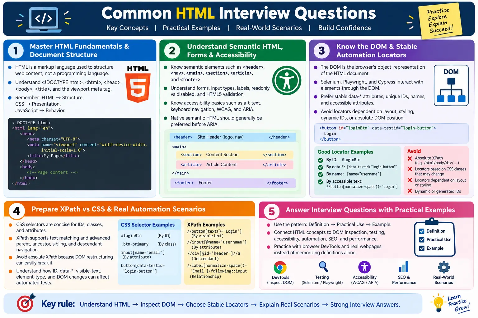 Common HTML Interview Questions tutorial image