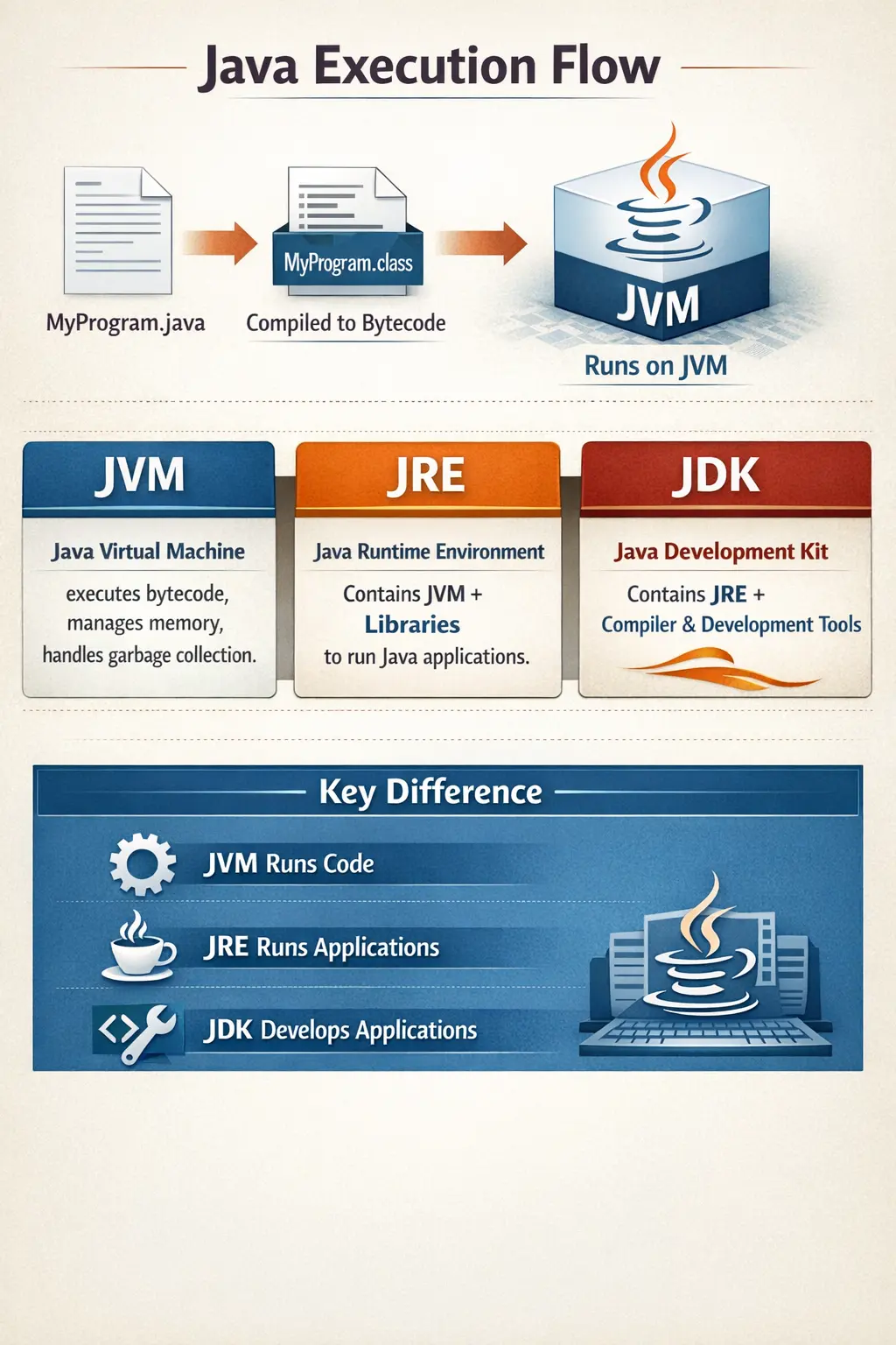 Java architecture with JVM JRE and JDK diagram