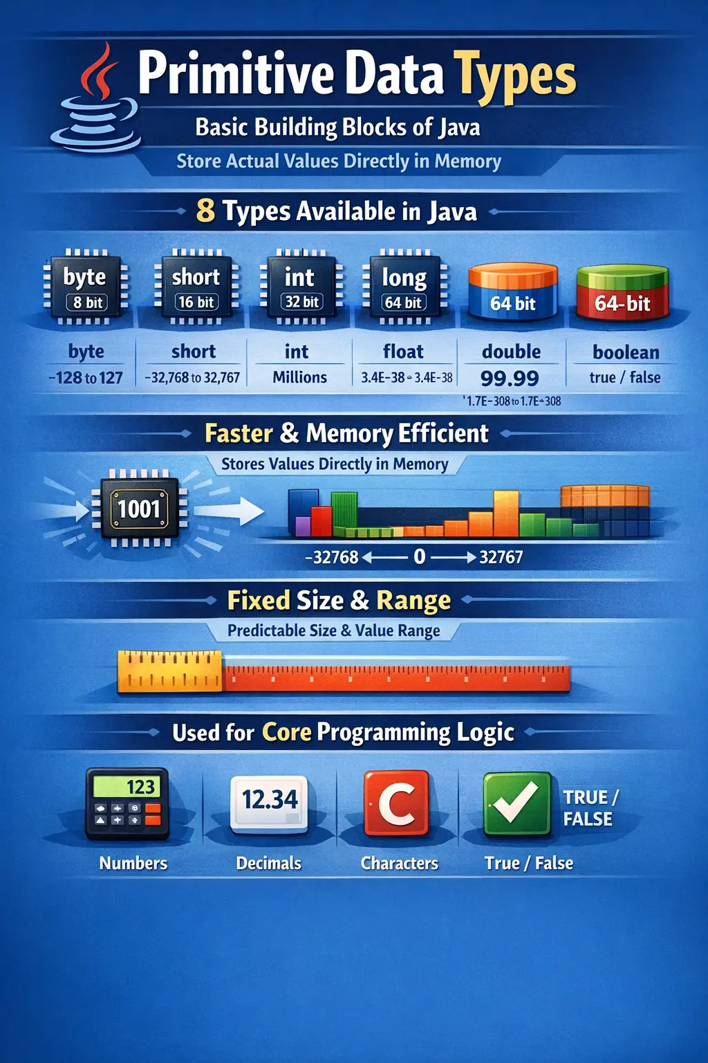 Java primitive data types overview diagram