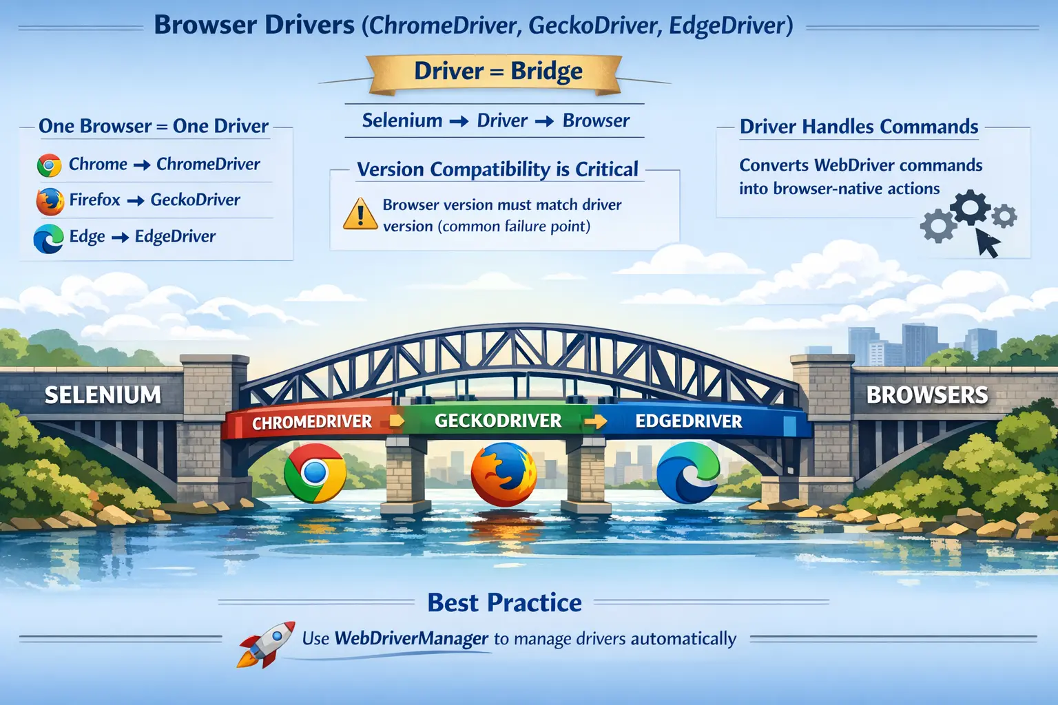 Browser Drivers ChromeDriver GeckoDriver EdgeDriver