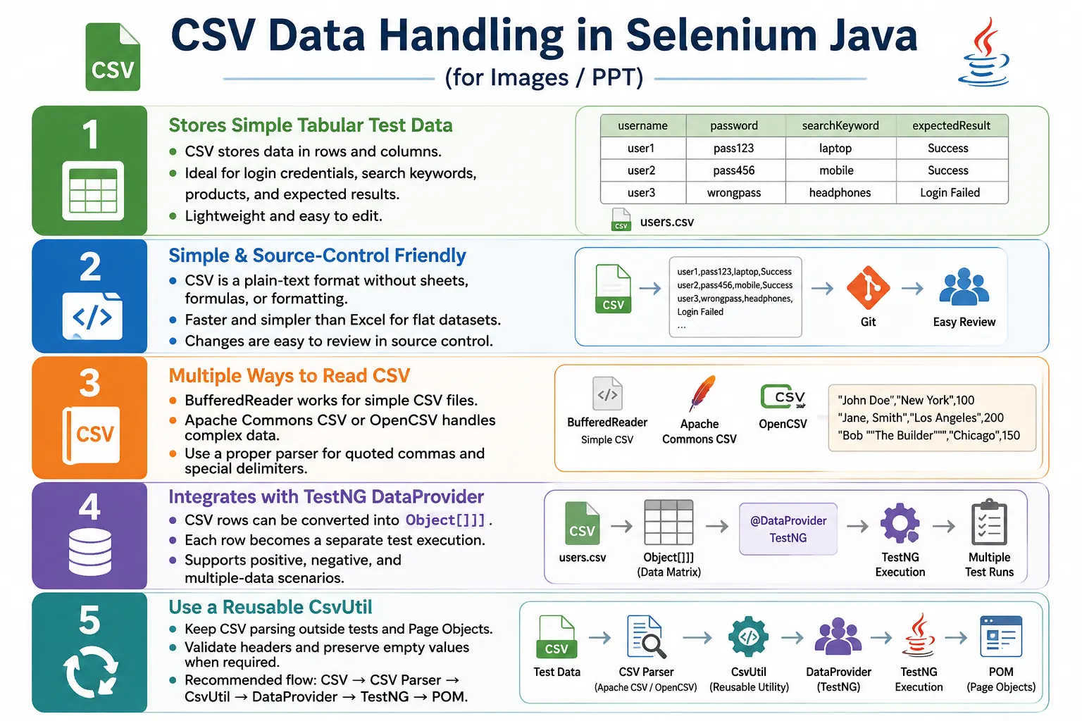 CSV Data Handling in Selenium Java
