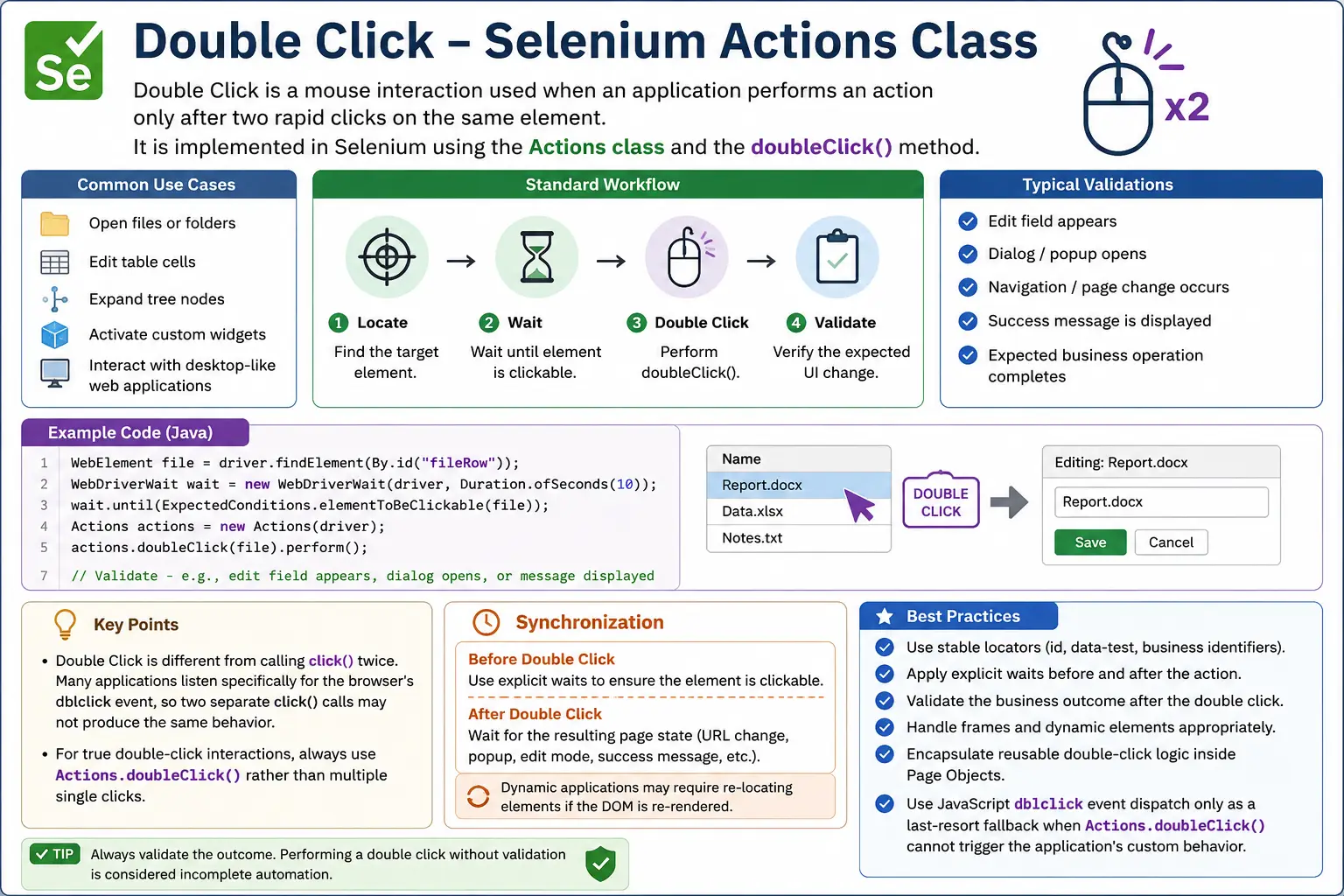 Double Click in Selenium Java