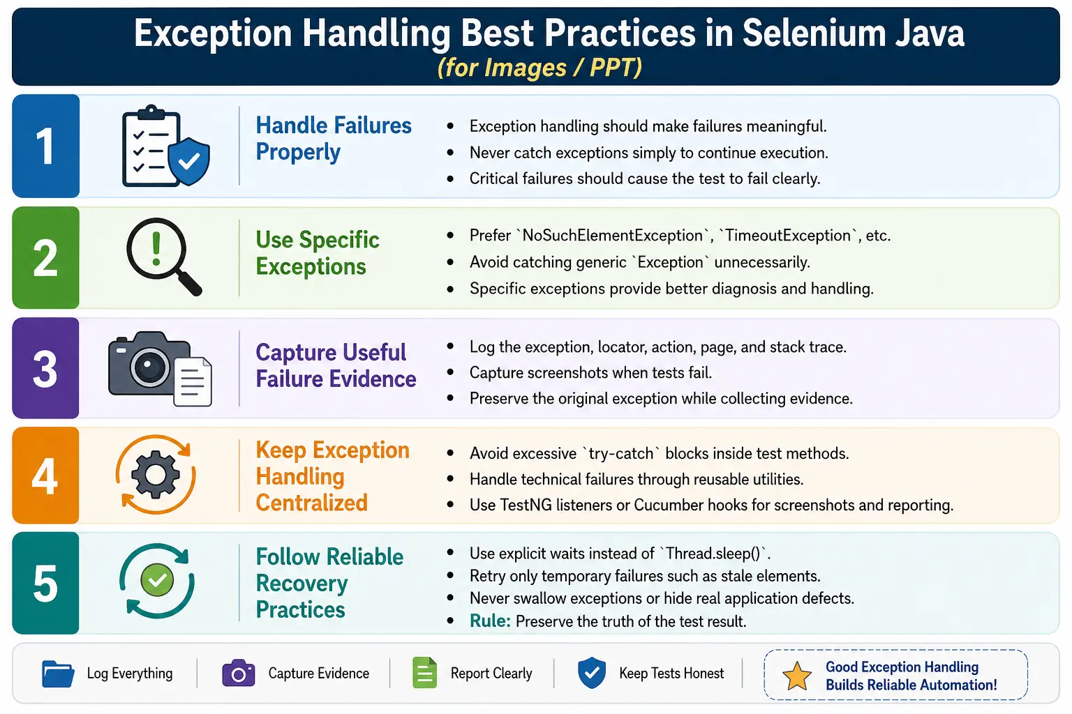 Exception Handling Best Practices in Selenium Java