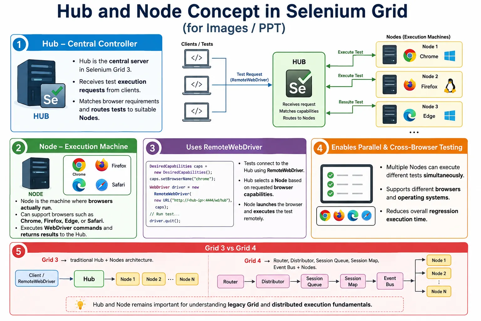 Hub and Node Concept in Selenium Grid