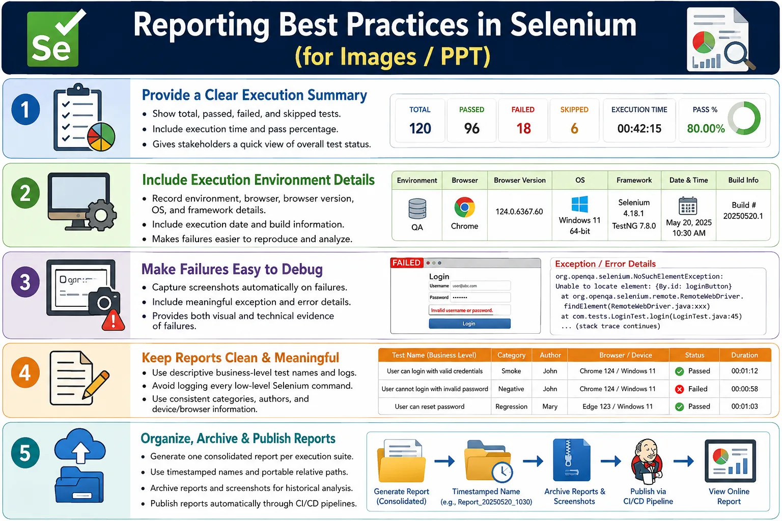 Reporting Best Practices in Selenium Automation Framework