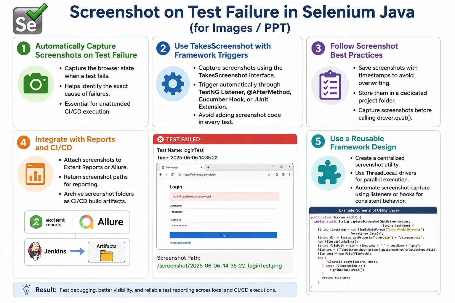 Screenshot on Test Failure in Selenium Java