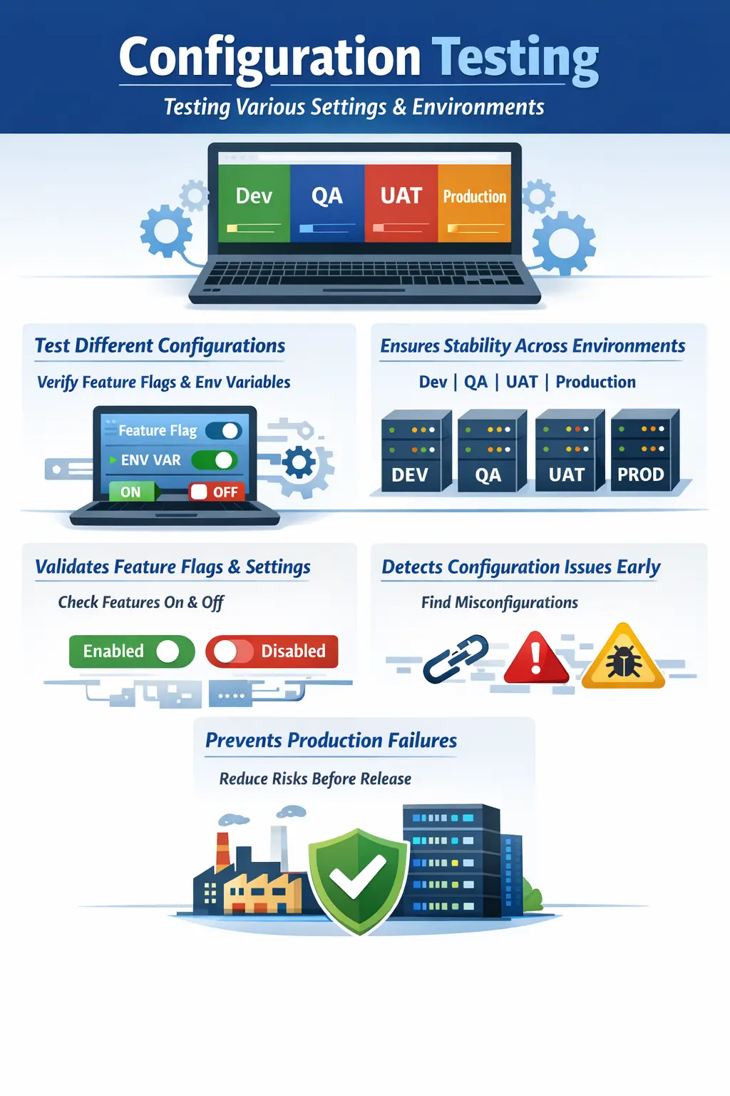 Configuration testing across environments and settings