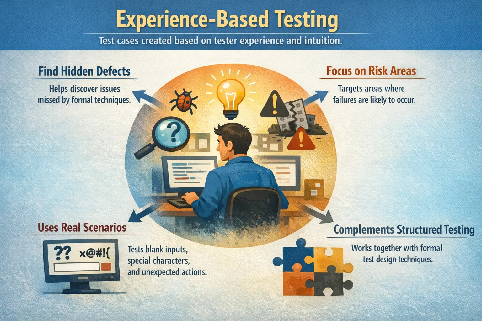 Error guessing technique for identifying likely defect areas