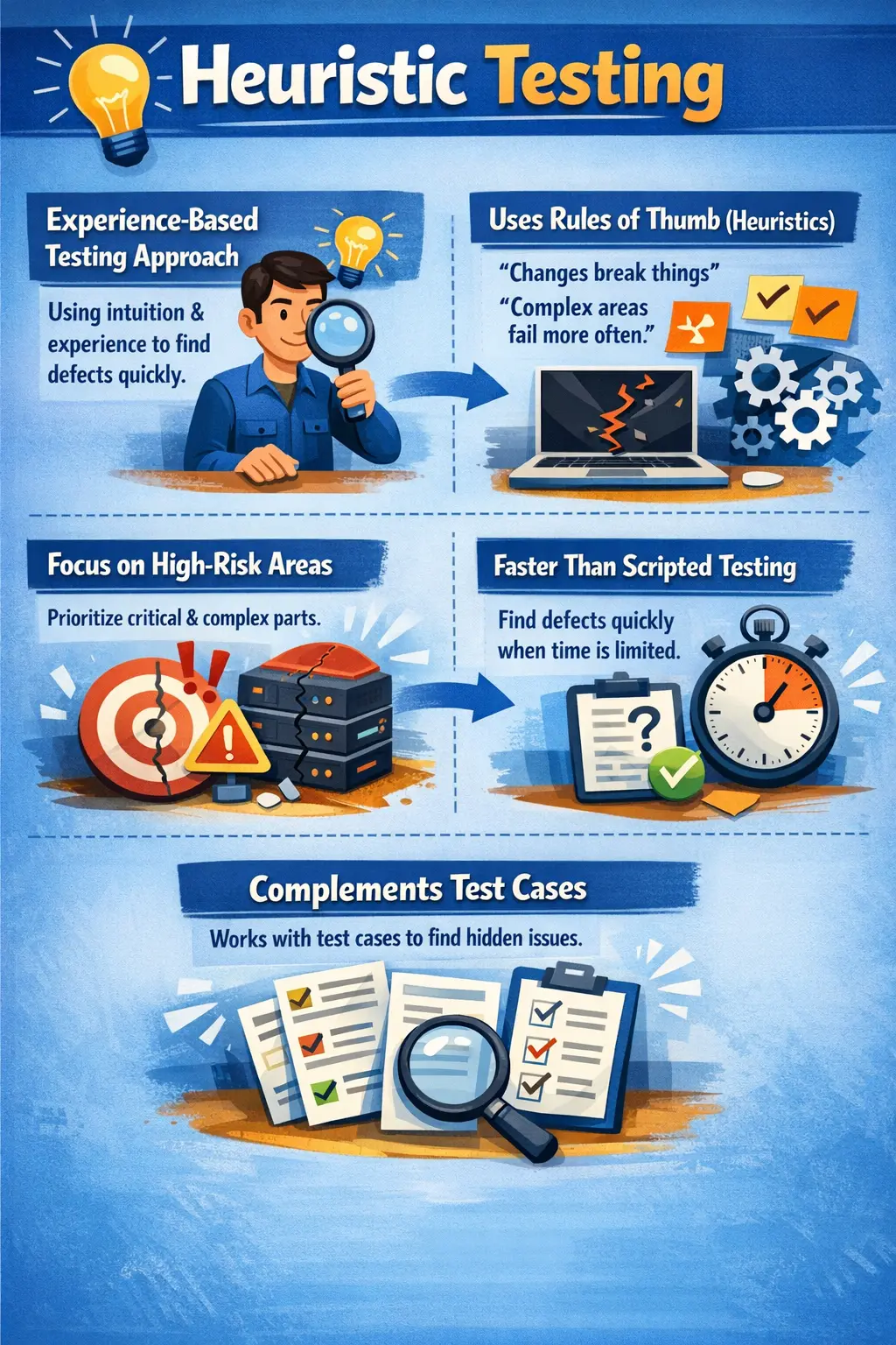 Heuristic testing approach highlighting experience-based defect discovery overview