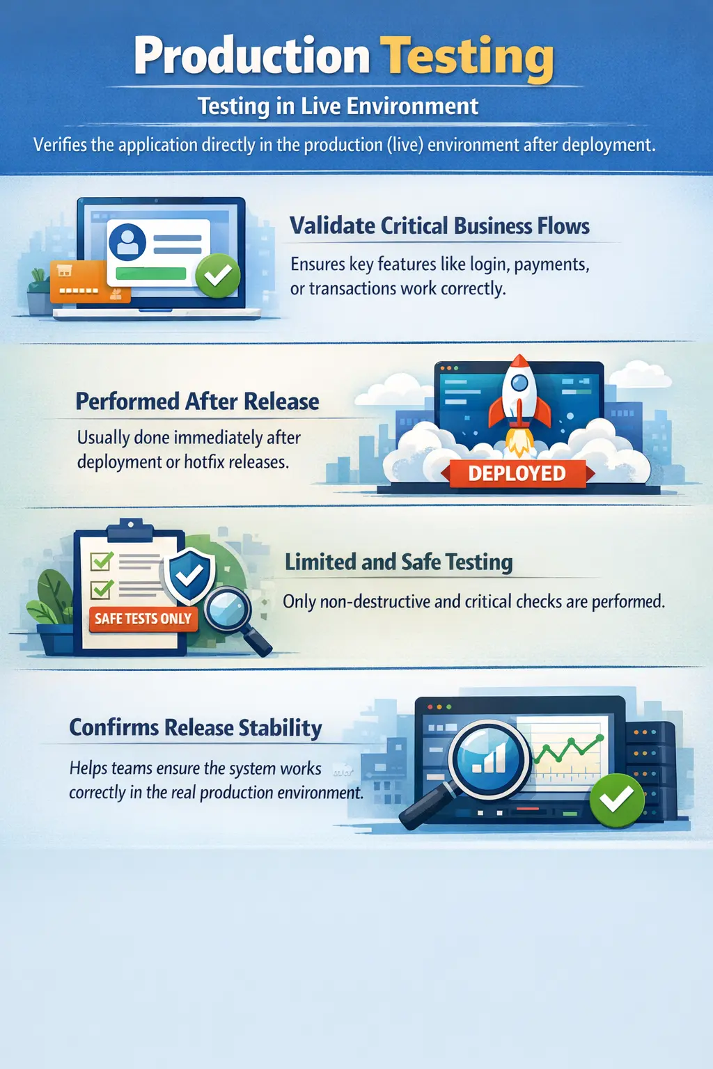 Production testing validation in a live environment