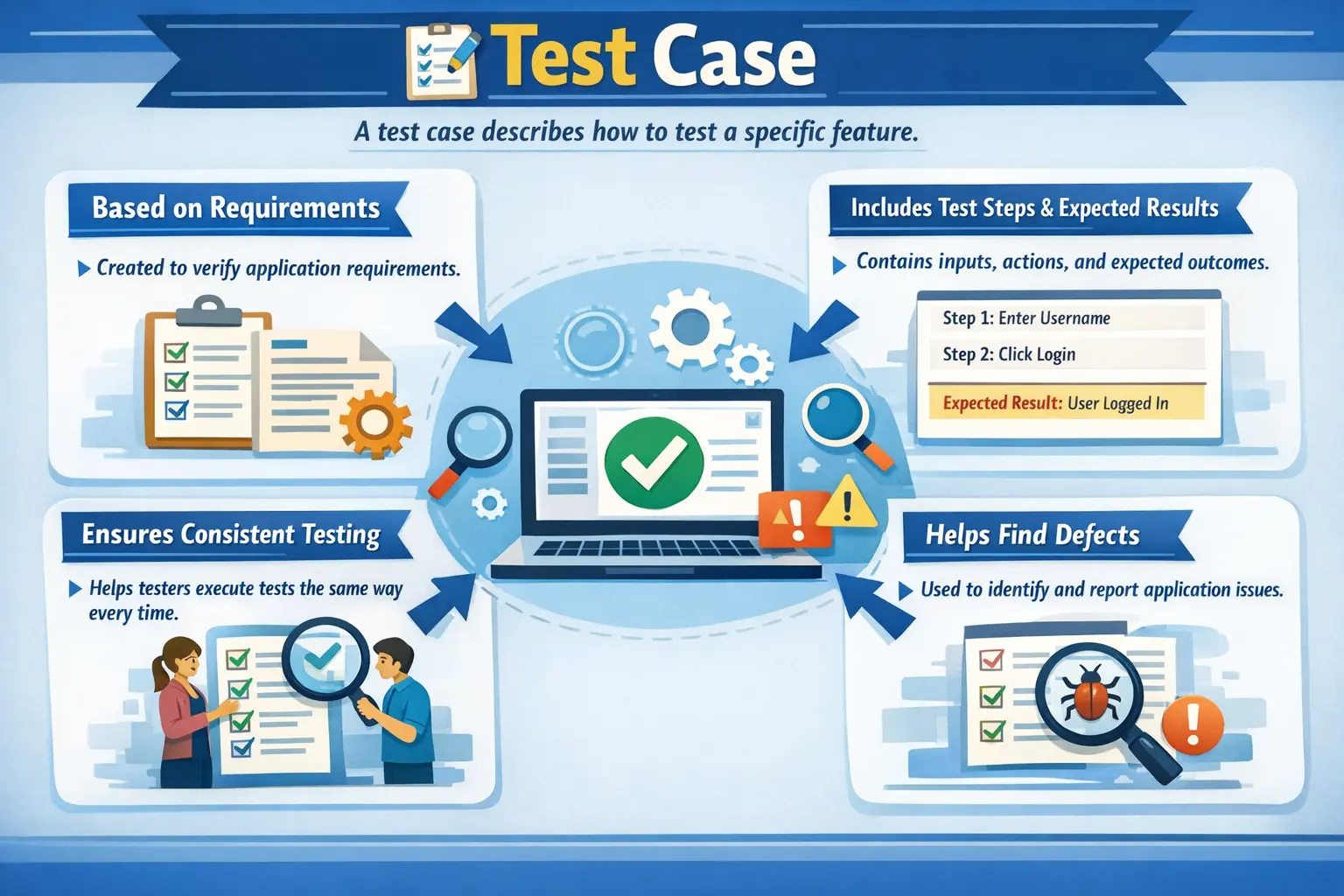 Test case structure for detailed software validation
