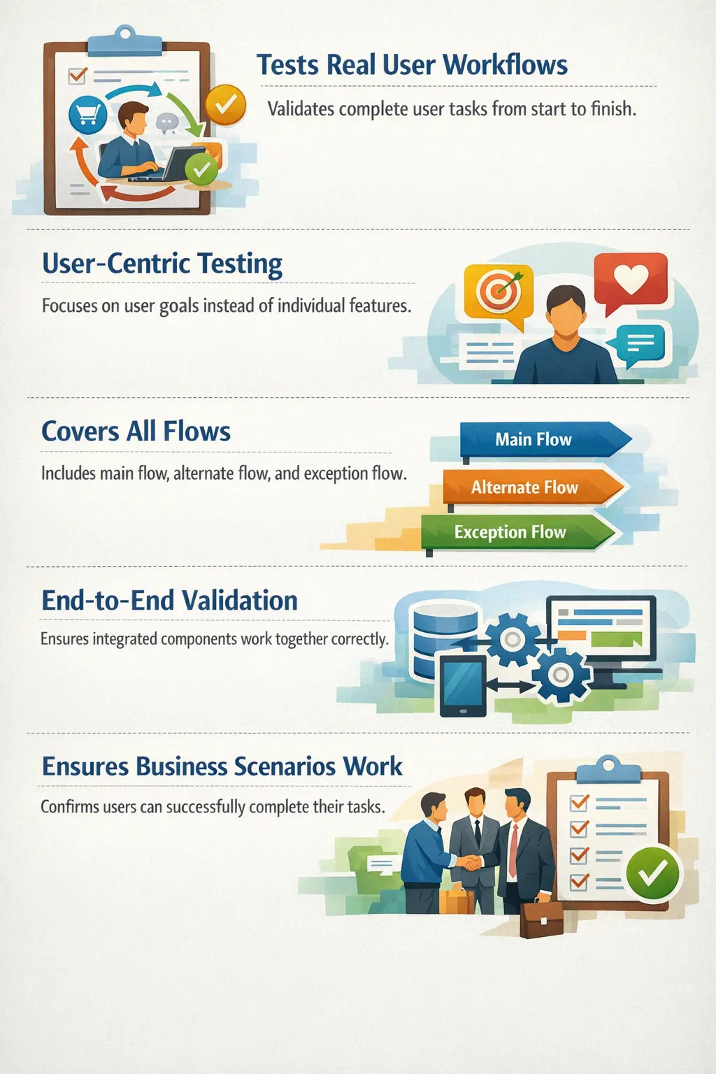 Use case testing workflow for end-to-end user scenarios
