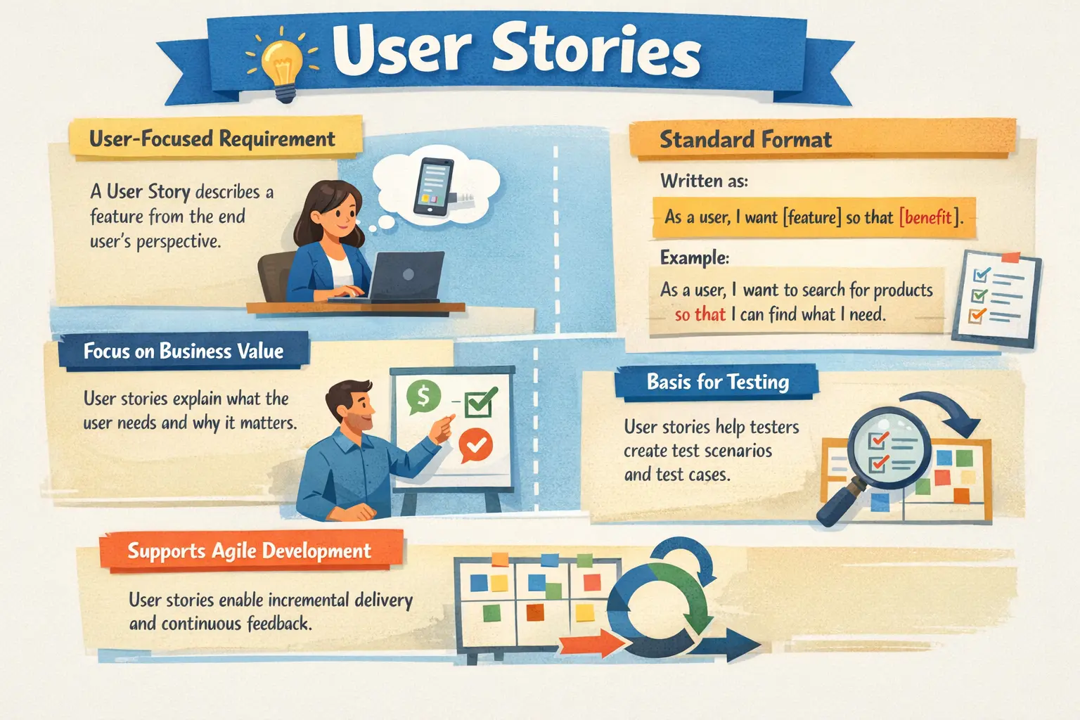 User stories structure and agile requirement breakdown overview